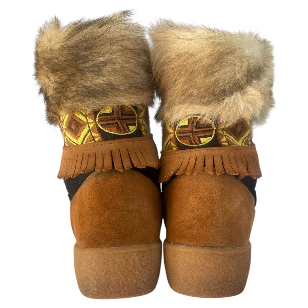 Oscar Sport Women’s Alesia Fur Boots Size EU 40 - US 9 Brown leather/black + fur - Picture 8 of 9